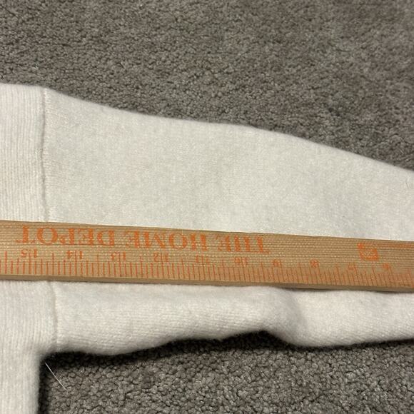 Zara Women L Cardigan Sweater 100% Wool Cropped Knit V-Neck Gold Buttons Ivory - Picture 12 of 12